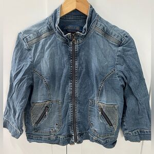 Jeanstar Zip up Jean jacket quarter sleeve size medium